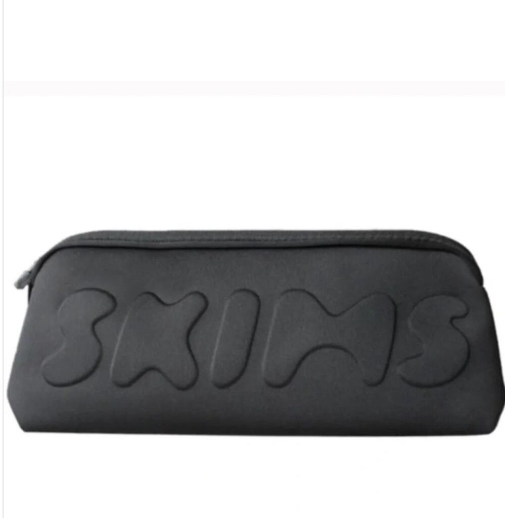 Skims Neoprene Waterproof Zip Pouch Black Travel Toiletry Make Up Bag